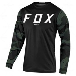 Men's T-Shirts Sufix Fox MTB Road Jerseys Motocross Shirt Men Breathable Mountain Bike Mtb Long Sleeve Racing Quick-drying Cycling Jersey Q77