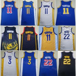 Stitched City Basketball Klay Thompson Jerseys 11 Men Chris Paul 3 Andrew Wiggins 22 For Sport Fans Association Statement Team Color Black Blue WHite Yellow Shirt