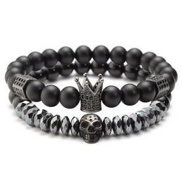 Strand Beaded Strands Europe And America's -selling Product Bracelet Micro-inlaid Zircon Crown Skull Suit Men's