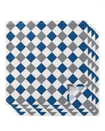 Table Napkin 4pcs Diamond Lattice Blue Grey Square 50cm Party Wedding Decoration Cloth Kitchen Dinner Serving Napkins