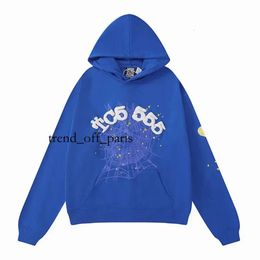 2023 Sp5der 555555 Hoodies Mens Womens Angel Number Puff Pastry Printing Graphic Spider Web Sweatshirts Streetwear Top Clothing Light Blue 672