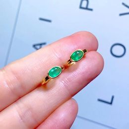 Stud Earrings Classic Emerald Hoop For Daily Wear 4mm 6mm Total 1ct Natural Antiallergic 18K Gold Plating Jewellery