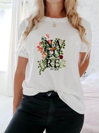 Women's T Shirts Plant Letter Style Cute Summer Short Sleeve Clothes Clothing Print Casual T-shirts Women Female Fashion Graphic Tee