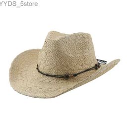 Wide Brim Hats Bucket Hats Women's Summer Hat Str Western Cowboy Hats for Women Wind Proof Beach Wide Brim Men Women Jazz Caps Bucket Hat Chapeau Femme YQ231116