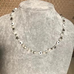 Choker Handmade Minimal Beaded Steel Necklace|Steel Heart Y2K Aesthetic Necklace|Coquette Jewellery