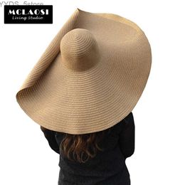 Wide Brim Hats Bucket Hats MCLAOSI Wide Brim Oversized Beach Hats For Women 25CM Large Str Hat UV Protection Foldable Sun Shade Hat Summer Hats for Women YQ231116