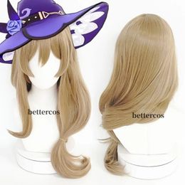 Cosplay Wigs Genshin Impact Lisa role-playing wig High quality 65cm linen wave heat resistant synthetic hair Anime game wig+wig cap 231116