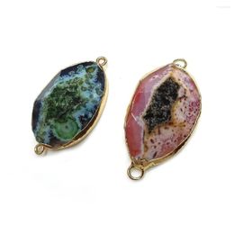 Pendant Necklaces Natural Stone Connector Oval Faceted Agates Two Holes Exquisite Charms For Jewelry Making Bracelet Necklace Earring