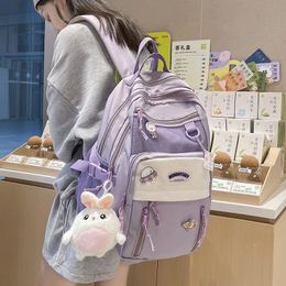 School Bags HOCODO Nylon Waterproof Women Backpack College Style Pure Color Schoolbag For Teenage Girls Cute Casual Travel Bookbag 231116