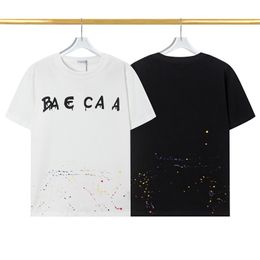 The new designer men's T-shirt uses 230 grams of double yarn fabric chest letter logo digital direct spray fashion men and women with the same M-3XL YY