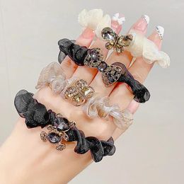 Hair Accessories Korean Style Crystal Bow Bear Headband Alloy Campus Student Luxury Exquisite Rope Height Ponytail Ring