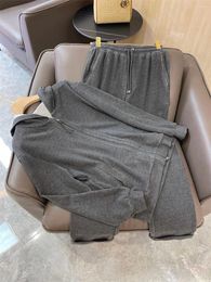 Women's Two Piece Pants 2023 Hooded Sweatshirt Sweatpants 2 Set Fall Winter Cashmere BlendSports