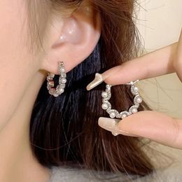 Hoop Earrings Elegant Pearl Round For Women Vintage Figure Border Square Beaded Design Ear Buckle Accessories Fashion Jewelry