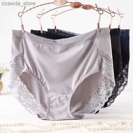 Women's Panties 2023 Newest High Waist Lace Plus Size Panties Women Milk Silk Big Size Briefs Intimates Female Underwear Black Pink 2XL 3XL 4XL Q231120