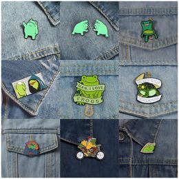 Funny Frog Enamel Pins Brooches Cute Animal Kids Kawaii Metal Badge For Women Girl Fashion Jewellery