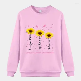 Women's Hoodies Fashion Breast Cancer Printed Sweatshirts Spring Autumn Winter Long Sleeve Round Neck Casual Sweater Women Sweatershirt