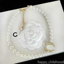 Luxo pérola colar gargantilha corrente 18k banhado a ouro carta designer pingente colares designers jóias para mulher