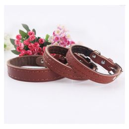 Dog Collars Brown Leather Pet Collar S M L High Quality Products Genuine 11655