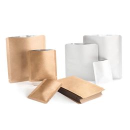 Open Top Kraft/White Paper Bag Heat Sealing Ground Coffee Beans Powder Salt Soap Chocolate Snack Bakery Packaging Pouches Pcpdl