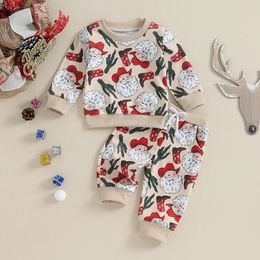Rompers EWODOS Baby 2piece Christmas Set Long Sleeve Western Sweatshirt and Trouser Preschool Clothing 231115