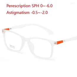 Sunglasses Vintage Literary Student 1.56 Aspherical Prescription Eyeglasses Unisex TR90 Square Finished Myopia Glasses 0 -0.5 -0.75 To -6