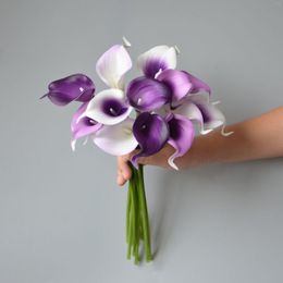 Decorative Flowers 9 Purple Calla Lily Plum Lavender Lilac Real Touch Lilies Faux DIY Bouquets Wedding Centrepieces