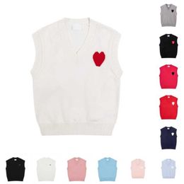 Amis Vest Sleeveless Sweater v Neck Paris Fashion Knit Jumper High Street Sweat Winter Am i Heart Coeur Love Jacquard Amisweater Rzgm