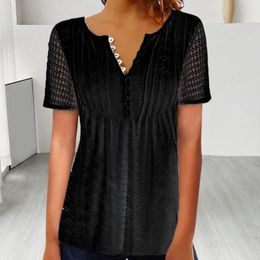 Women's Blouses Stylish Ladies Shirt Lace Soft Summer T-shirt V Neck Women Top