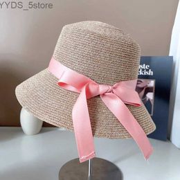 Wide Brim Hats Bucket Hats Women Summer Big Floppy Hat Wheat Str Hat with Black White Ribbon Lace Tie Wide Brim Sun Hat UV Protection Beach Cap YQ231116