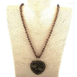 Pendant Necklaces MOODPC Fashion Bohemian Tribal Jewelry Brown Glass Long Knotted Metal Women Ethnic Necklace