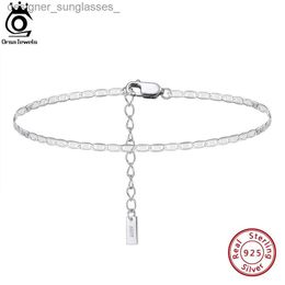 Anklets ORSA JEWELS 925 Sterling Silver 2mm Italian Sparkle Mirror Link Chain Anklet Simple Jewelry for Women Birtay Gift SA29L231116