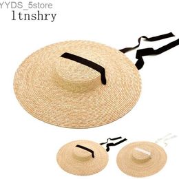 Wide Brim Hats Bucket Hats 2020 New Big side Wide Brim Str Hat For Women Long Ribbon Ladies Beach Hats Fashion Dress Up Summer Sun Visor Caps YQ231116