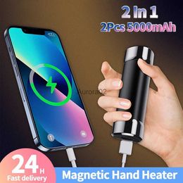 Space Heaters Magnetic Smart Dual-Sided Hand Heater Rechargeable 2 Pack Split-Magnetic Hand Warmer 3 Levels Heat 2x5000mAh for Outdoor Camping YQ231116
