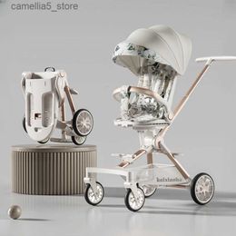 Strollers# Portable Baby Stroller 360 Degree Roating Lightweight Pram Two Way Pushchair High Landscape Music Dining Car for Children Q231116