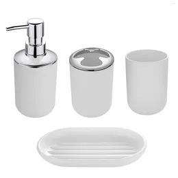 Bath Accessory Set 4pcs Toothbrush Holder Portable Travel Liquid Bottle Anti Slip Home Bathroom Accessories Freestanding Soap Dish Tumbler