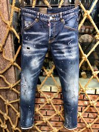 Men's JEANS DSQ2 COOLGUY jeans Hip Hop Rock Moto Design blue dsq Jeans pant Distressed Skinny Denim Biker DSQ2 Jeans 602