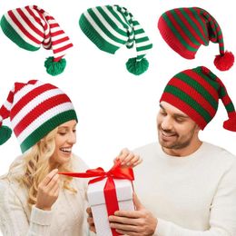 Christmas Knitted Elf Hats Santa Hats Bulk for Adults Crochet Xtmas Beanies Holiday Party Hats Warm Winter Cap Gifts