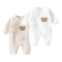 Комбинезоны для мальчиков и девочек, боди, комбинезон для новорожденных, хлопковая домашняя одежда для малышей, утолщенная весенне-осенняя одежда для детей 0 6 м, 231115