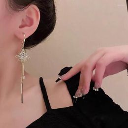 Dangle Earrings European Retro Exaggerated Hollow Out Mesh Zircon Flower Tassel Ladies Temperament High Jewellery Daily Party Gift