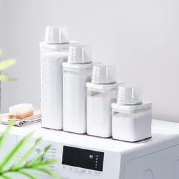 Storage Bottles Laundry Powder Tank Cleaning Supplies Packaging Plastic Detergent Sealing With Measuring Cup