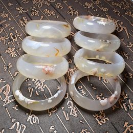 Bangle Natural stone cherry blossom agate quartz cuff bracelet Bangles fashionable healing power stone charm Jewellery for women 231115