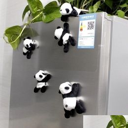 Fridge Magnets Fridge Magnets 1Pc Cartoon Cute Soft Plush Panda Strong Magnet Refrigerator Sticker Home Decor Souvenir Kitchen Accesso Dhisj