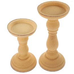 Candle Holders 2 Pcs Unique Wooden Holder Window Christmas Decorations Stand Church