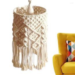 Tapestries Natural Cotton Cord Handknitted Lampshade Bohemian Hanging Lamp Decoration Light Cover For Living Room Bedroom Wedding