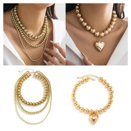 Pendant Necklaces Trendy Collar Chains With Beads Heart Choker French Elegant Neckchain 40GB
