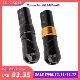 Tattoo Machine Wireless Tattoo Pen Kit 2400mAh Rotary Tattoo Machine Powerful Coreless Motor Tattoo Liner Shader for Salon Tattoo Body Art 231115