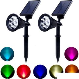 Garden Decorations Garden Decorations Solar Lights Outdoor Coloured Waterproof 7 Led Colour Changing Spot Landscape Spotlight For Yard P Dhzhn