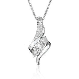 14K White Gold 2.0-3.0 CT D Colour Oval Cut Four-Claw Lab Created Diamond 3 Stone Pendant Necklace Chain Price