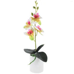 Decorative Flowers Fake Desktop Potted Simulated Phalaenopsis Realistic Orchid Bonsai