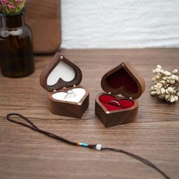 Jewellery Pouches Heart-shaped Wooden Box Proposed Jewellery Gift Case Wedding Display Storage Organiser Earring Ring Necklace